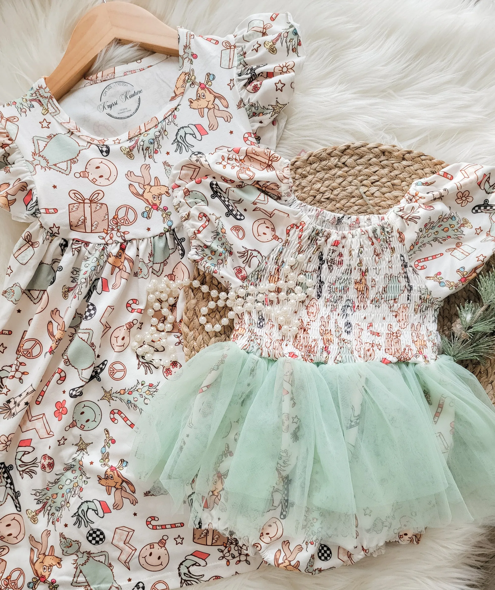 $16.00 EA - 3-6 X 1, 6-12 X 1, 12-24 X 1 - Baby Tutu Twinning Character Dresses - Pastel Skateboard Grinch