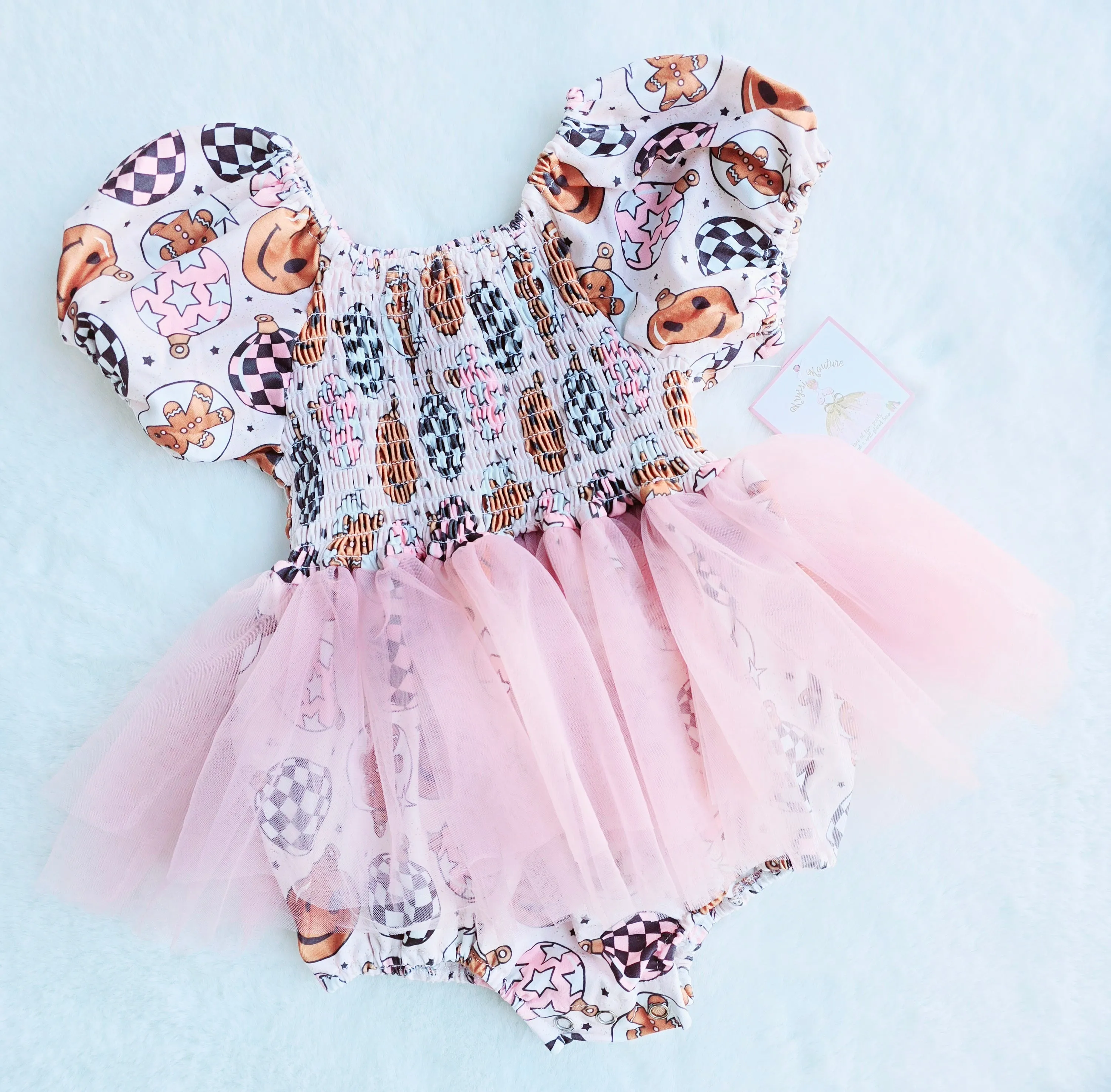 $16.00 EA - 3-6 X 1, 6-12 X 1, 12-24 X 1 - Baby Tutu Twinning Dresses - Pink Gingerbread Balls