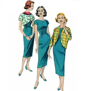 1950s Pattern, Wiggle Dress & Two Style Jackets - Bust 34" (86.4 cm)