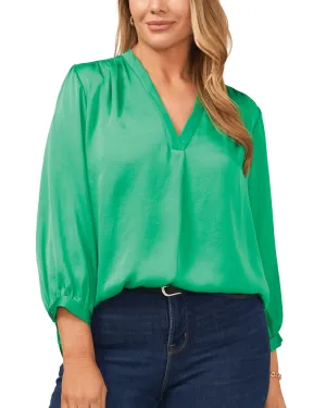 Aurora V-Neck Blouse | VIVID GREEN