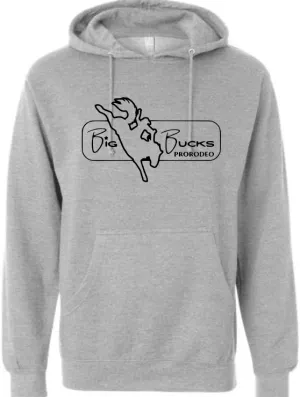 Big Bucks Pro Rodeo Hoodie~ Gray YOUTH