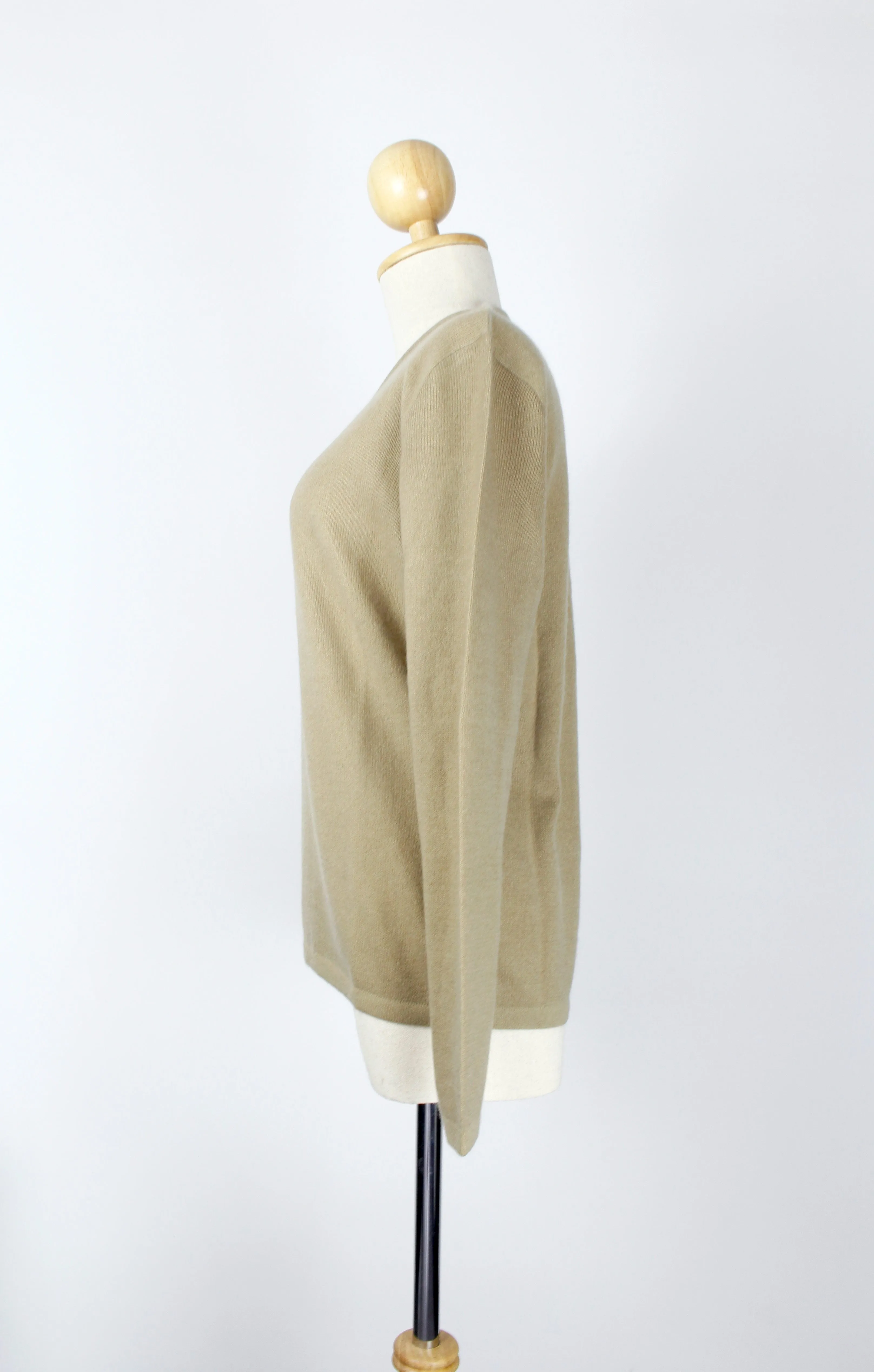 Bisque V-Neck Cashmere Pullover Sweater For Women