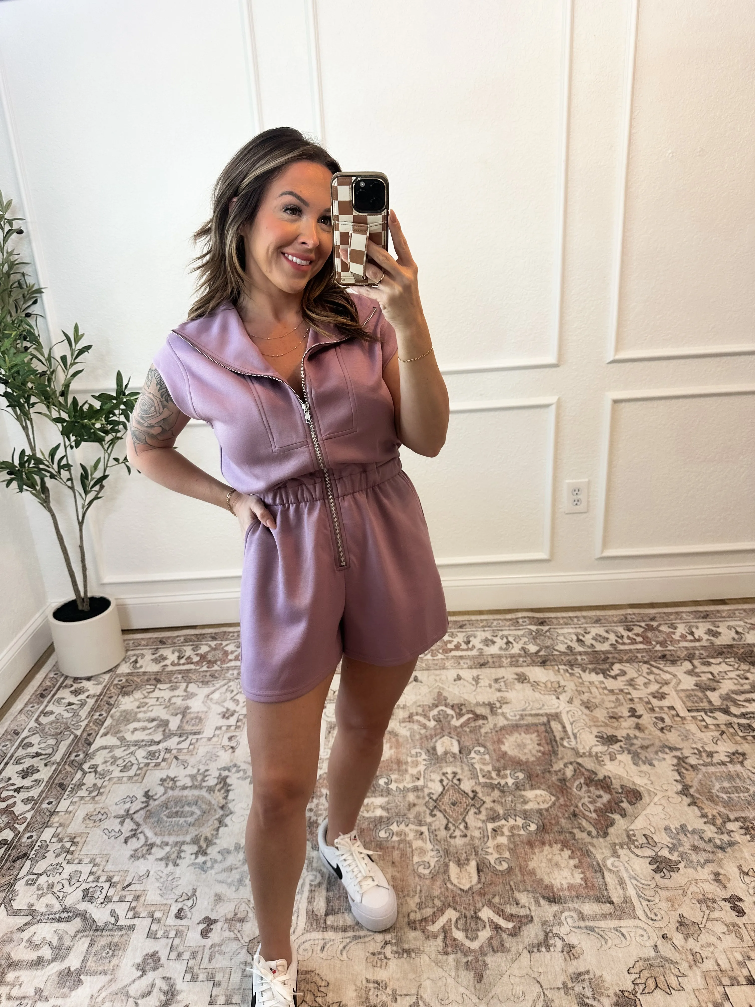 Blame It On Me Romper - Dusty Mauve