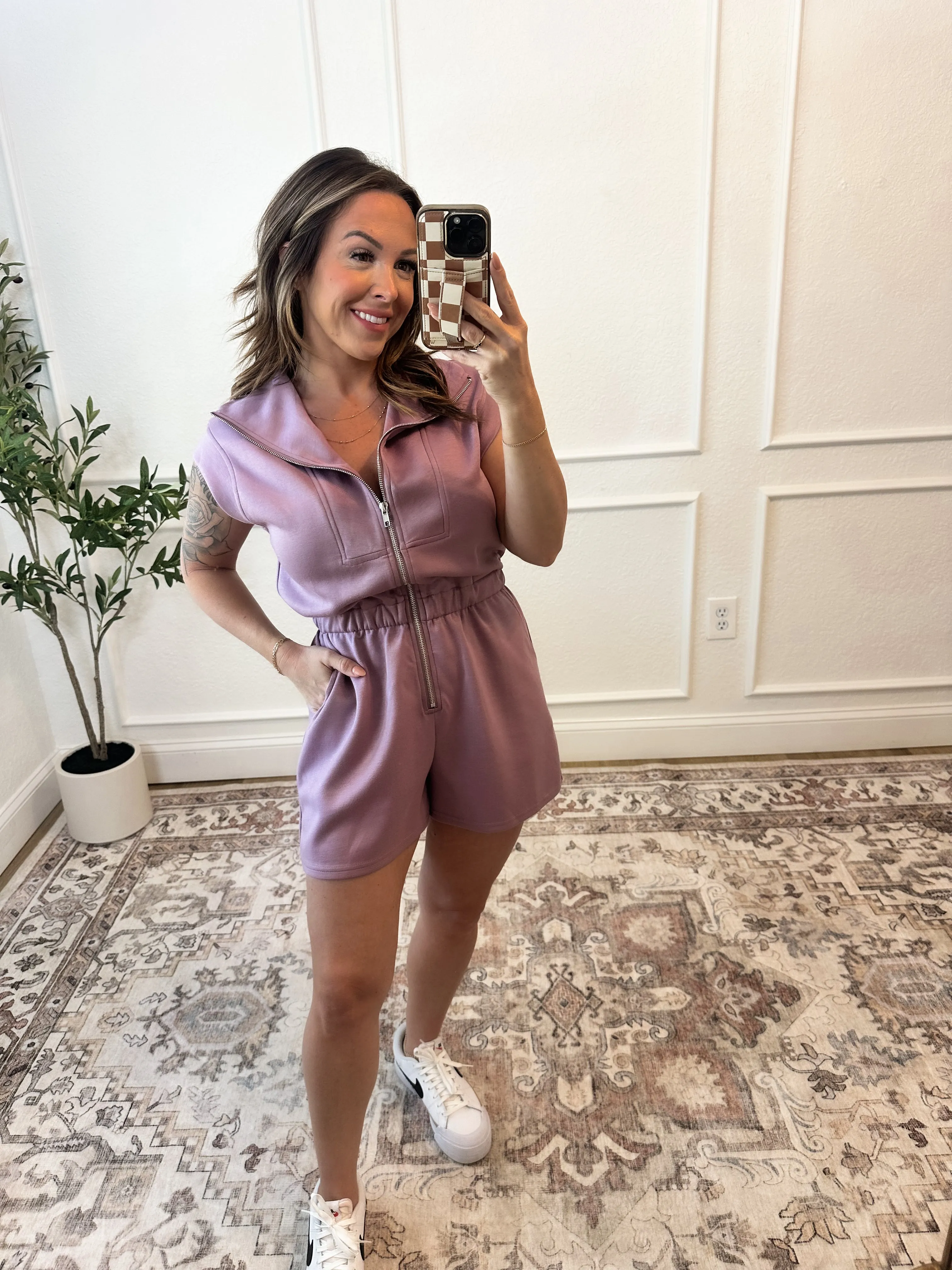 Blame It On Me Romper - Dusty Mauve