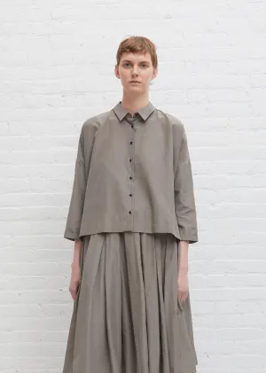 Brigette Silk Cotton Poplin Shirt — Smoke Taupe
