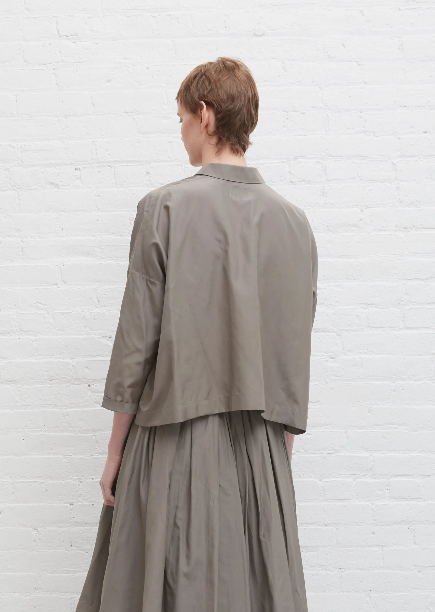 Brigette Silk Cotton Poplin Shirt — Smoke Taupe