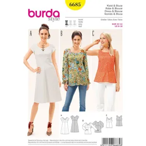 Burda B6685 Women's Dress & Blouse Sewing Pattern