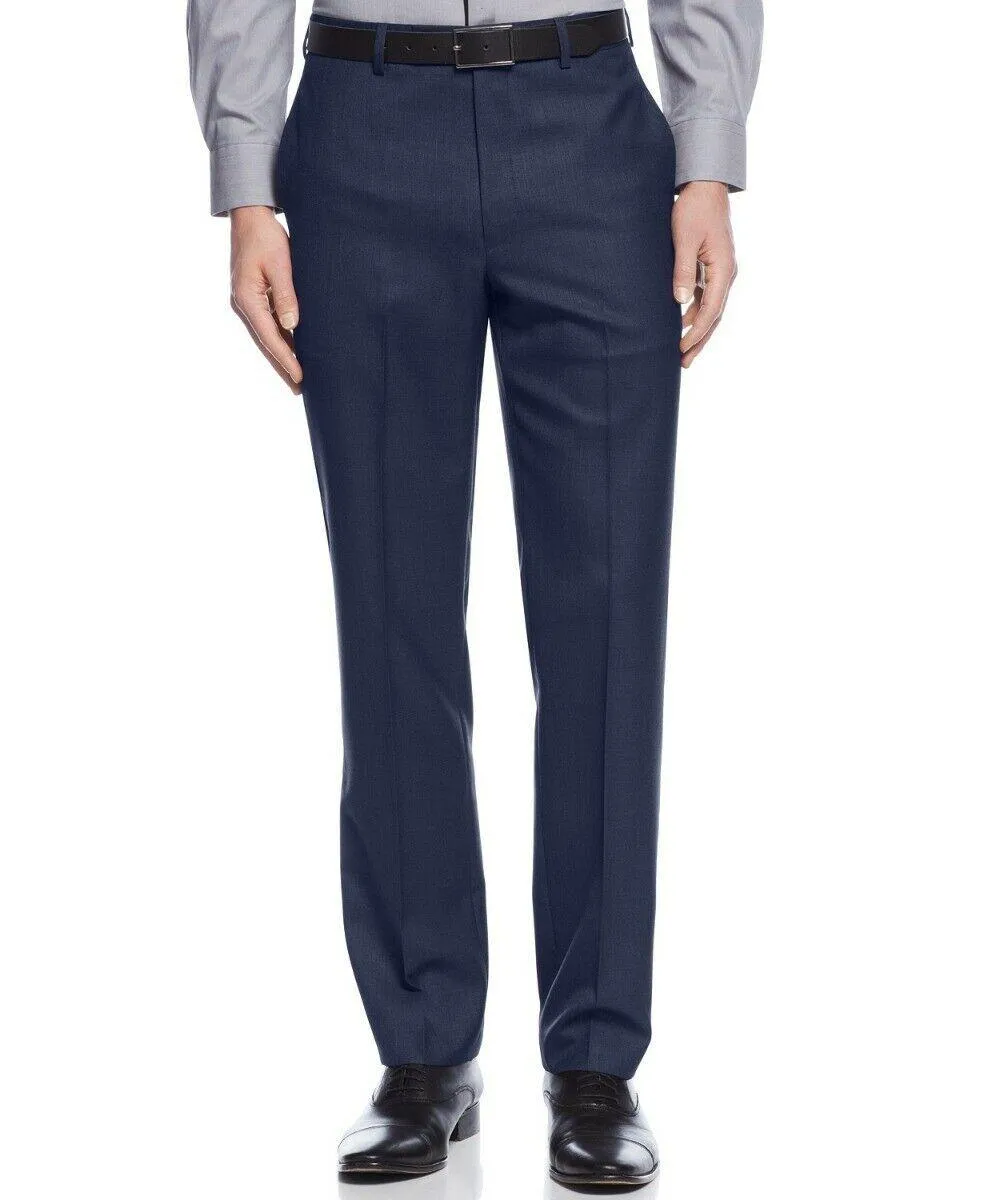Calvin Klein Mens Slim fit Dress Pants 35 / 30 Blue Solid