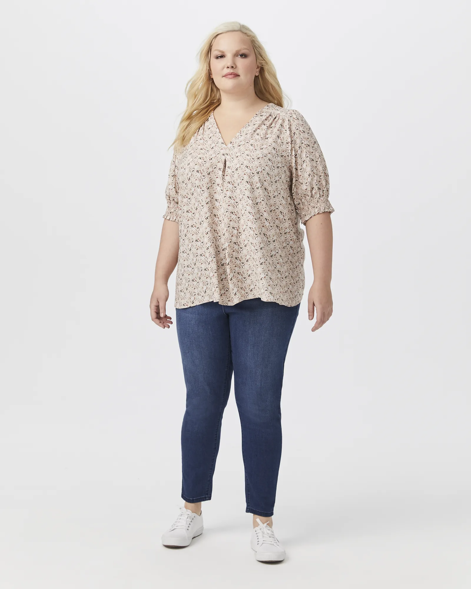 Carolota Smocked-Sleeve Top | Mauve / Black