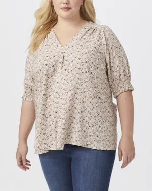 Carolota Smocked-Sleeve Top | Mauve / Black