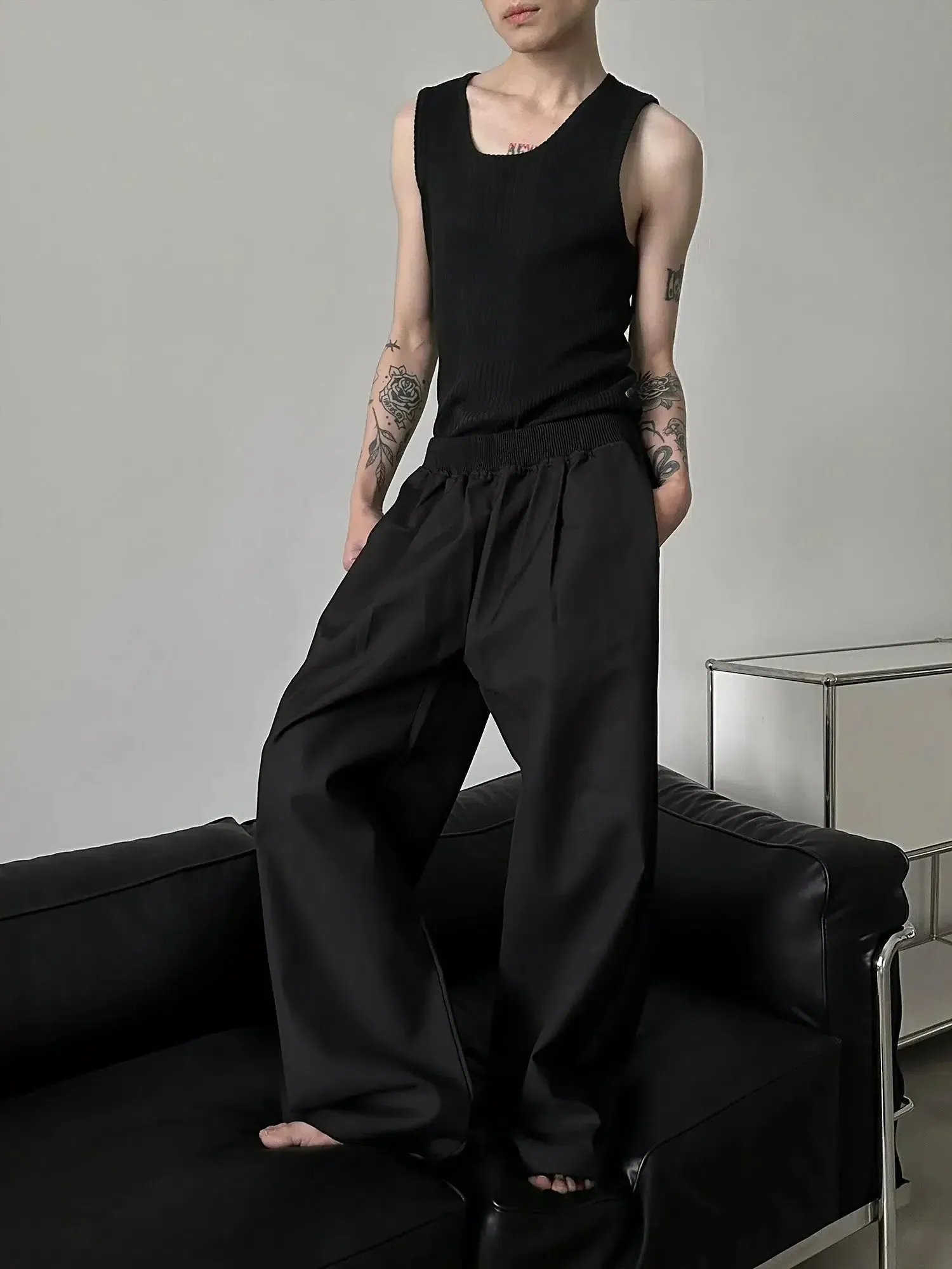 Chicmy- Comfort Fit Elastic Waist Casual Pants