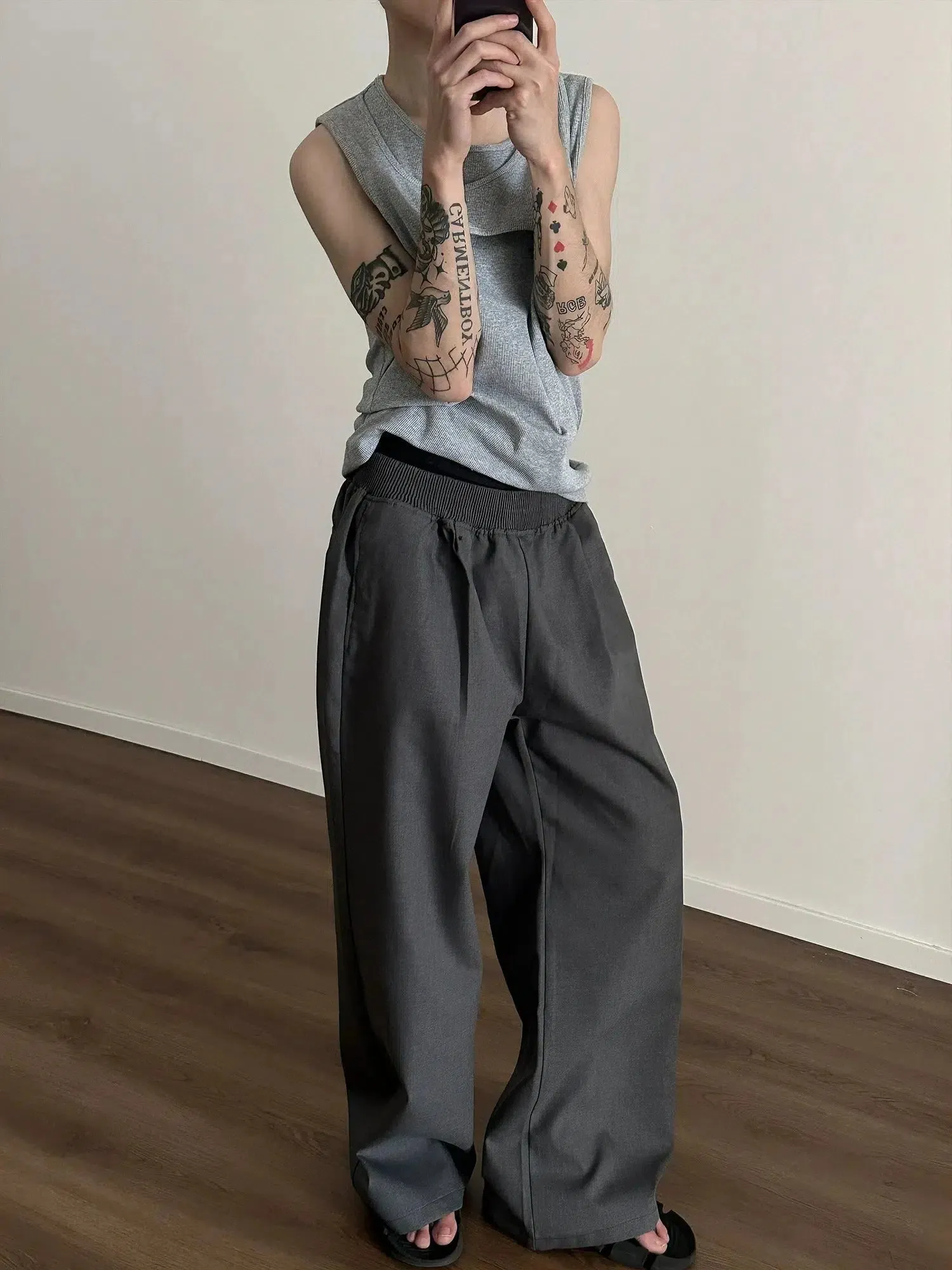 Chicmy- Comfort Fit Elastic Waist Casual Pants