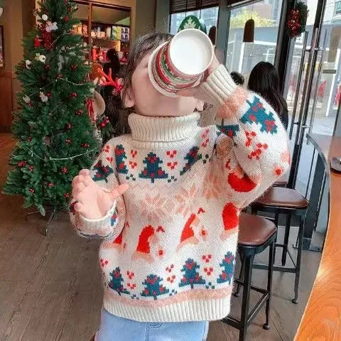 Christmas Themed Turtleneck Sweater
