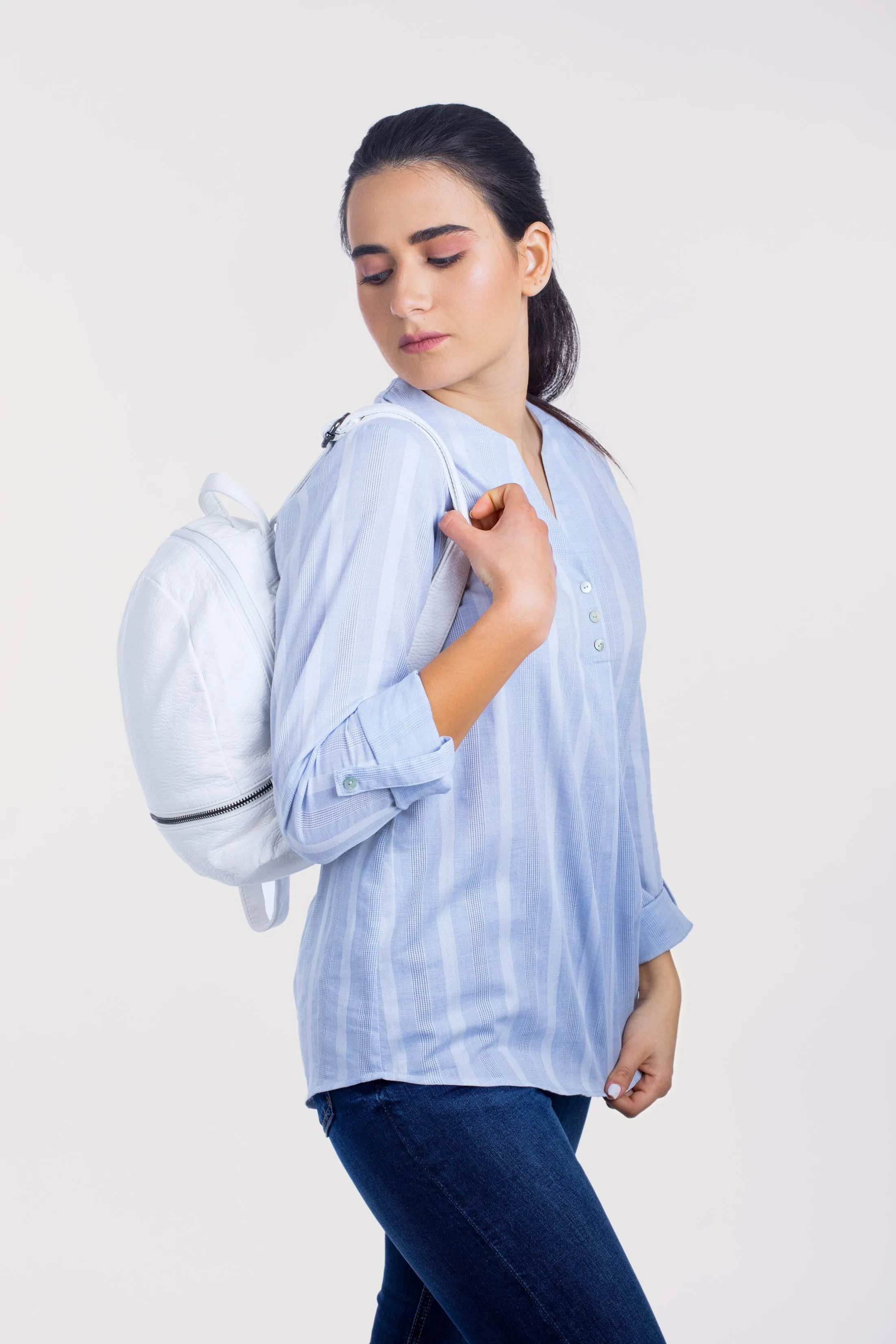 Cotton Relaxed Striped Blouse - 110041