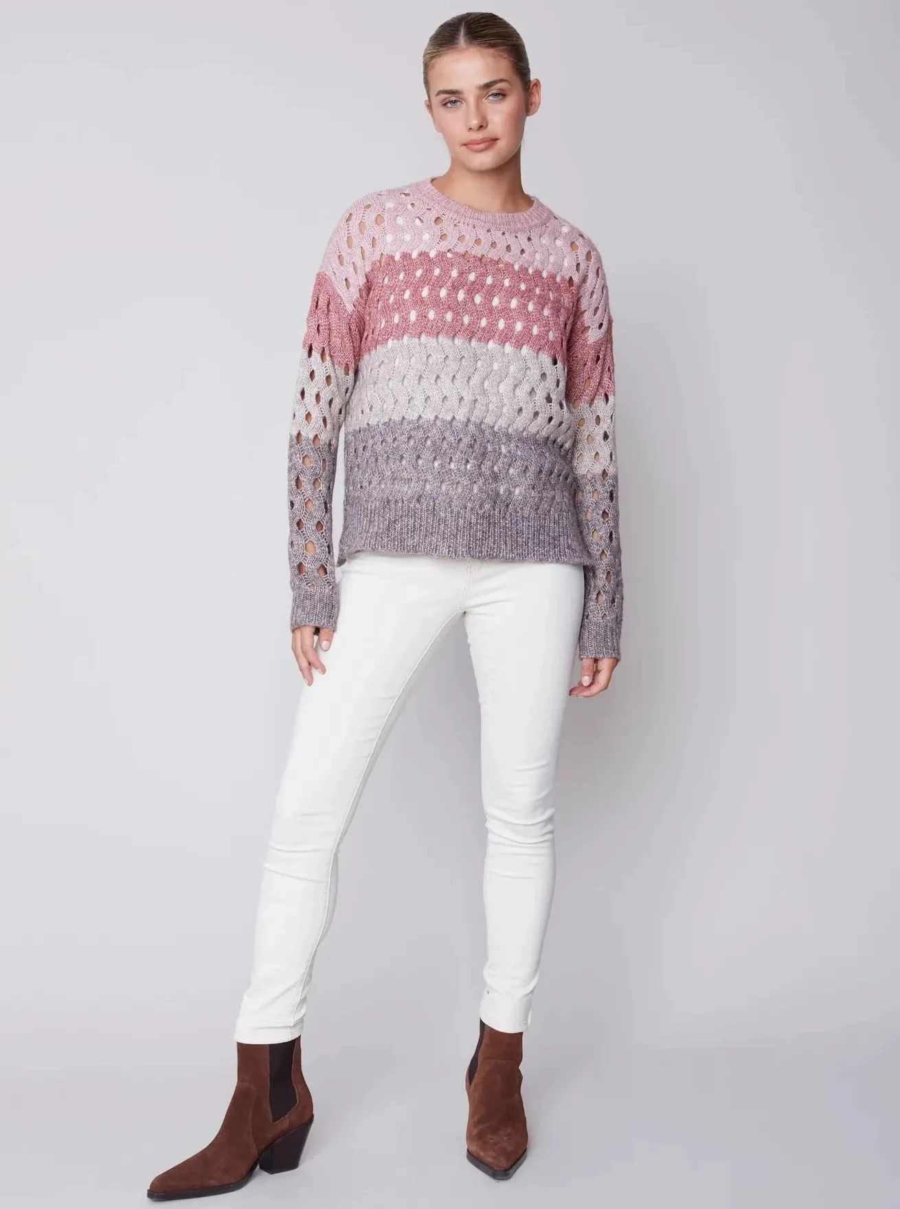 Crewneck Open Stitch Plush Sweater [Port-C2541S]