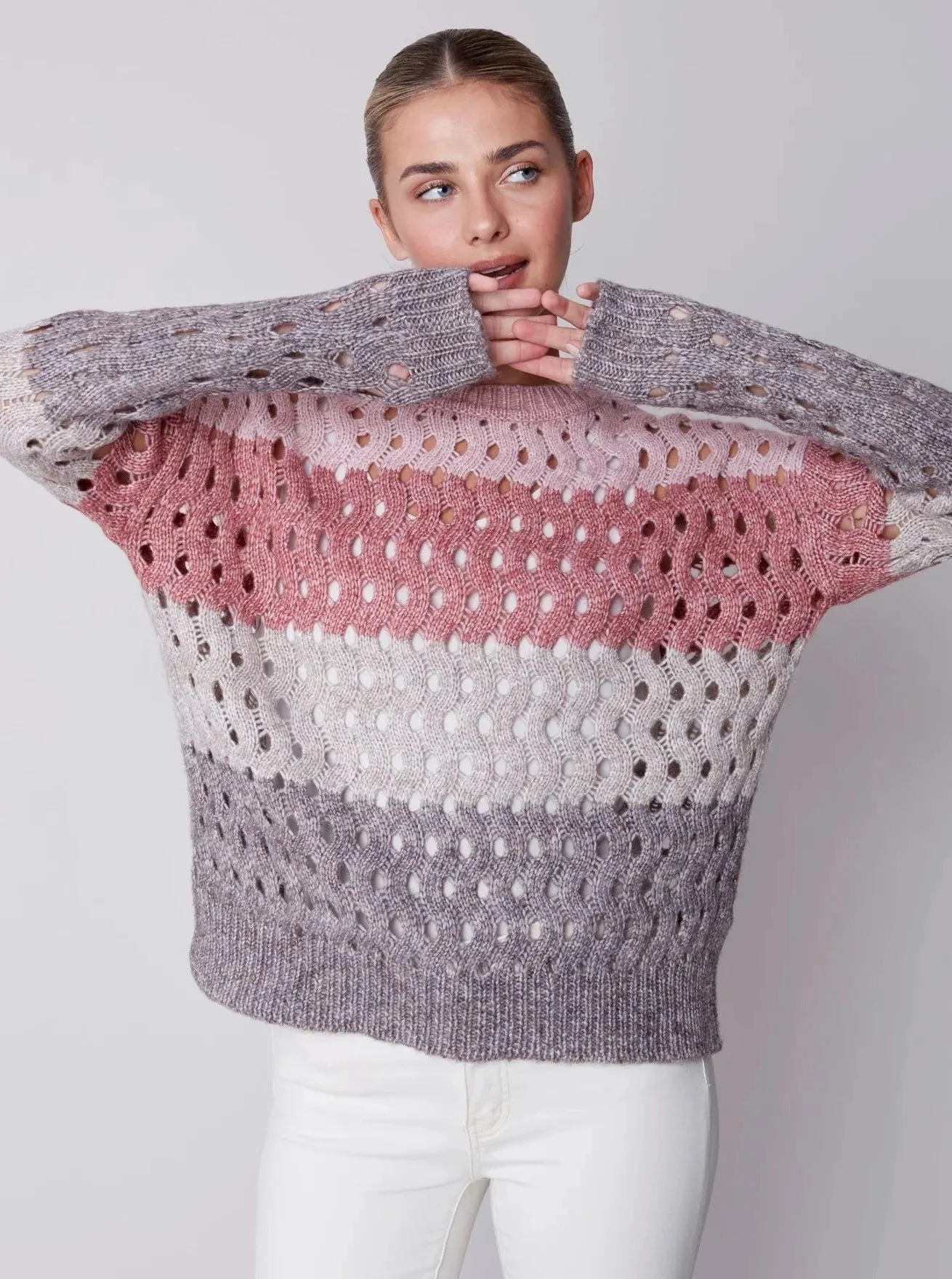 Crewneck Open Stitch Plush Sweater [Port-C2541S]