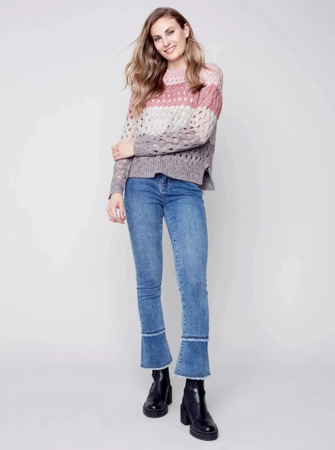 Crewneck Open Stitch Plush Sweater [Port-C2541S]