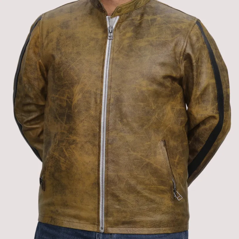 Crocodile Green Leather Jacket For Men