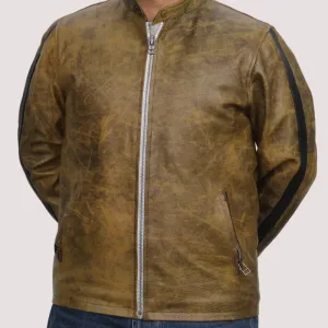 Crocodile Green Leather Jacket For Men