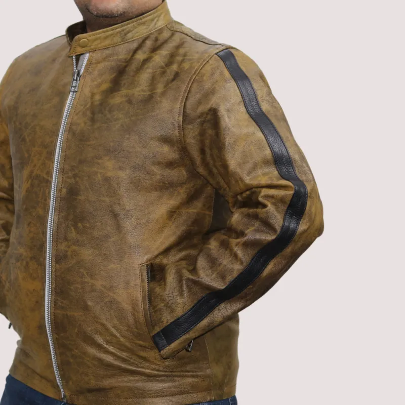 Crocodile Green Leather Jacket For Men