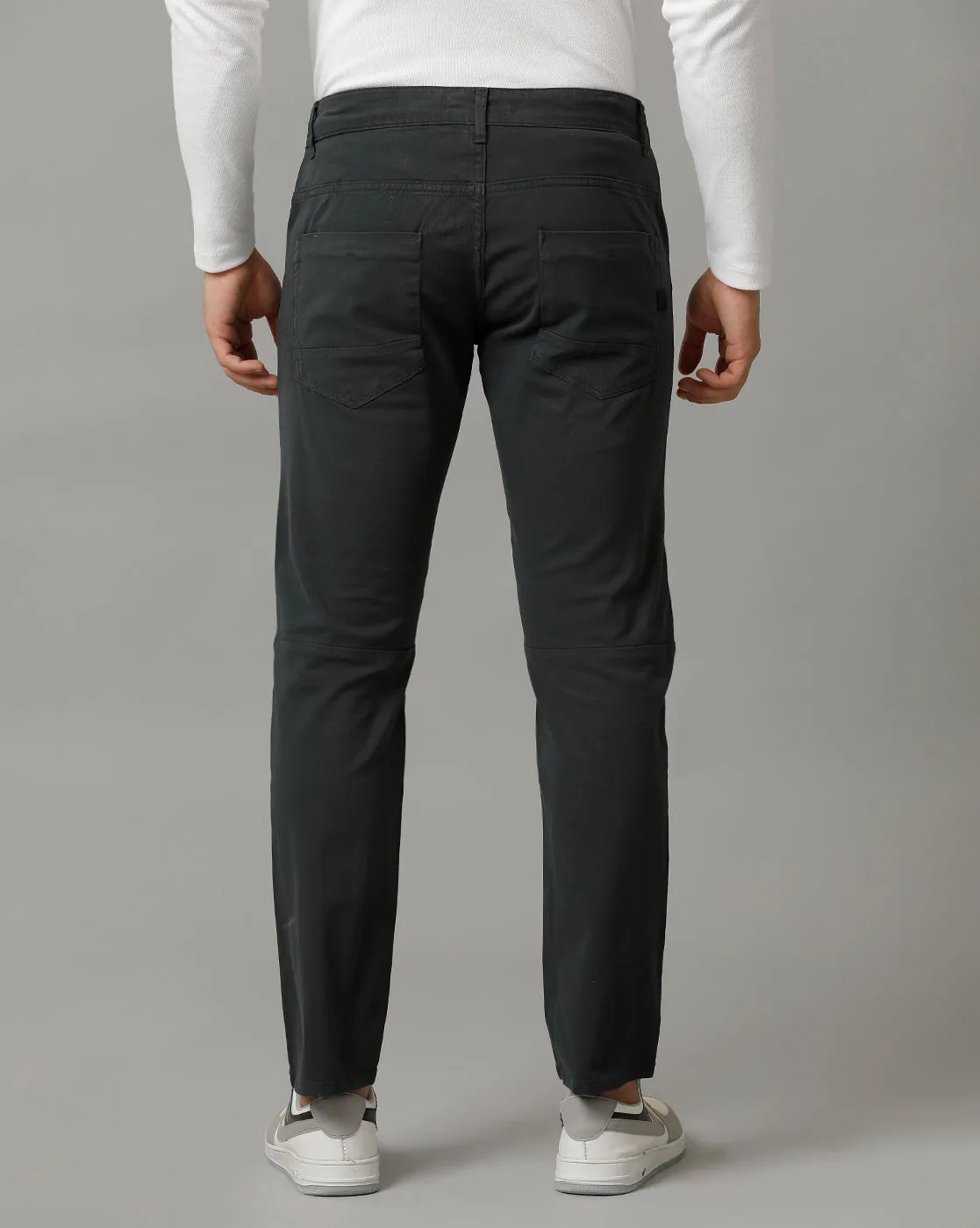 DARK GREEN NON DENIM REGULAR FIT CHINOS