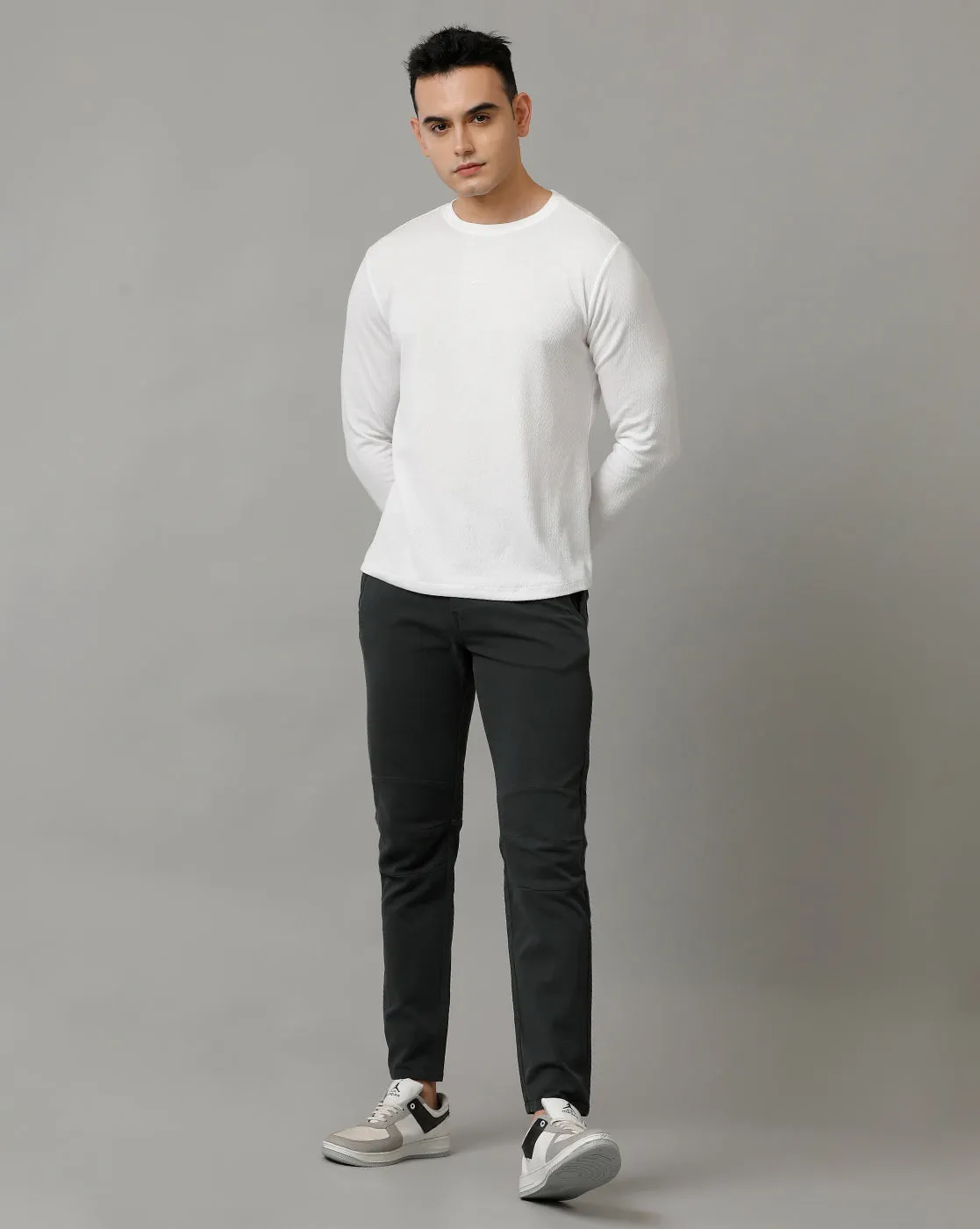 DARK GREEN NON DENIM REGULAR FIT CHINOS