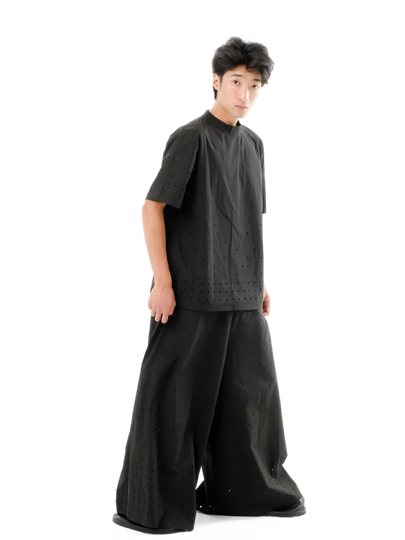 DIAPHANUM WIDE LEG PUNCHED HOLE PANTS