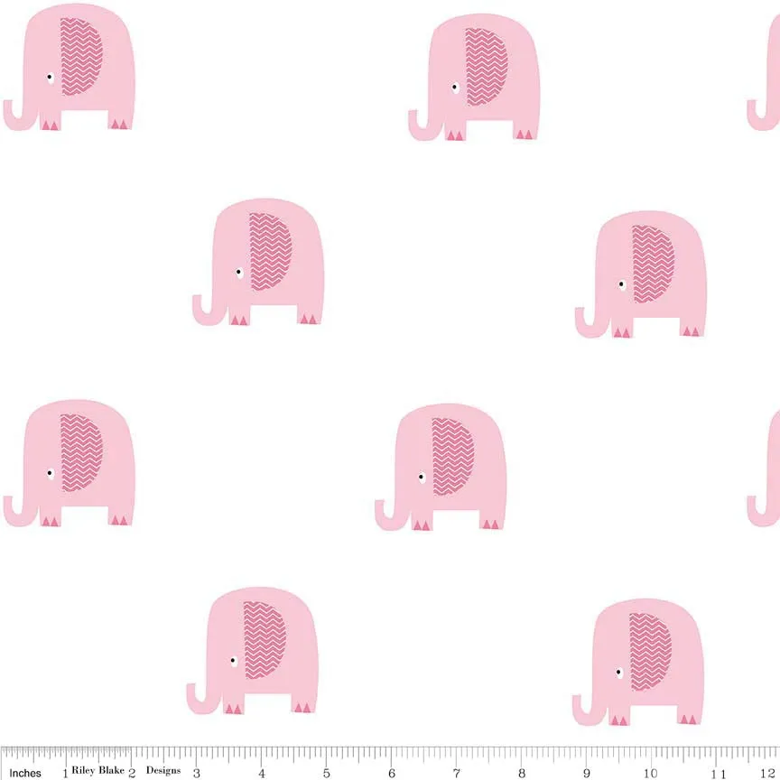 Elephants Double Gauze Pink