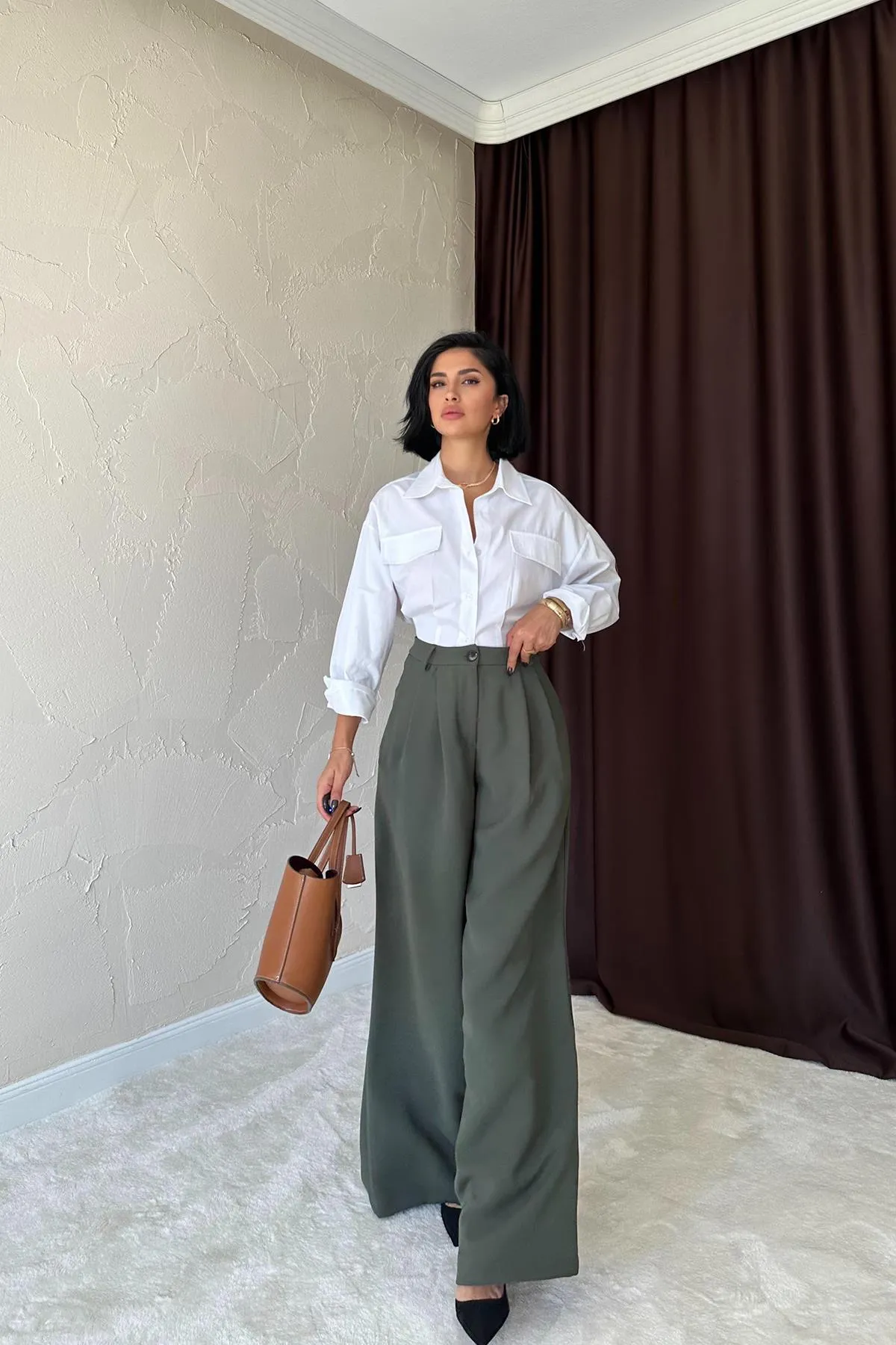 ELS Pleated Comfort Pants - Khaki - Alexandroúpoli