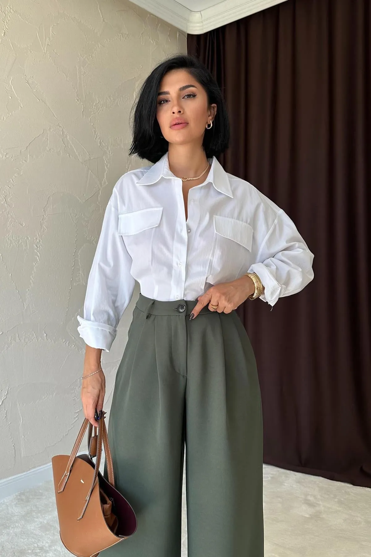 ELS Pleated Comfort Pants - Khaki - Alexandroúpoli