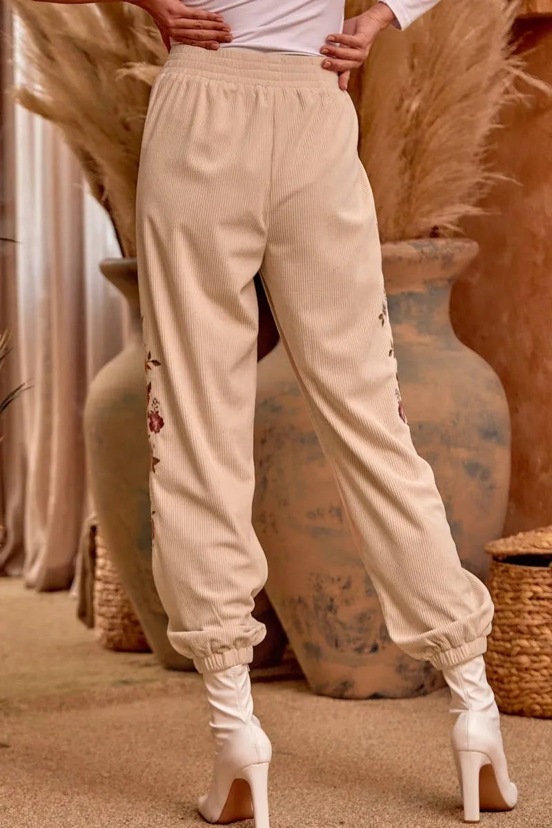 Embroidery Corduroy Joggers