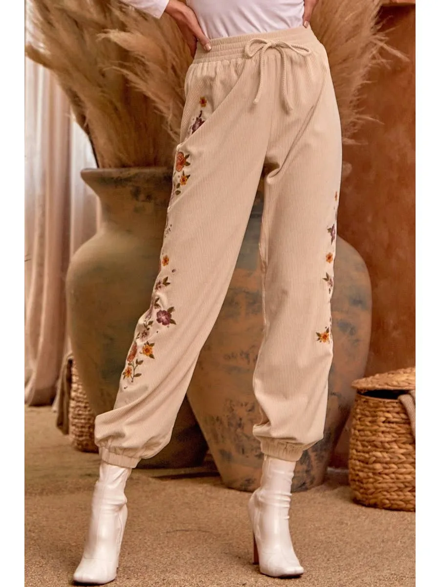Embroidery Corduroy Joggers