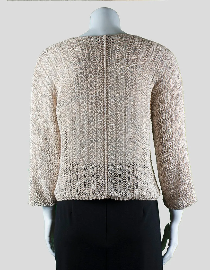 Emporio Armani Peach And Metallic Snap Front Soft Shoulder Cardigan Size 38