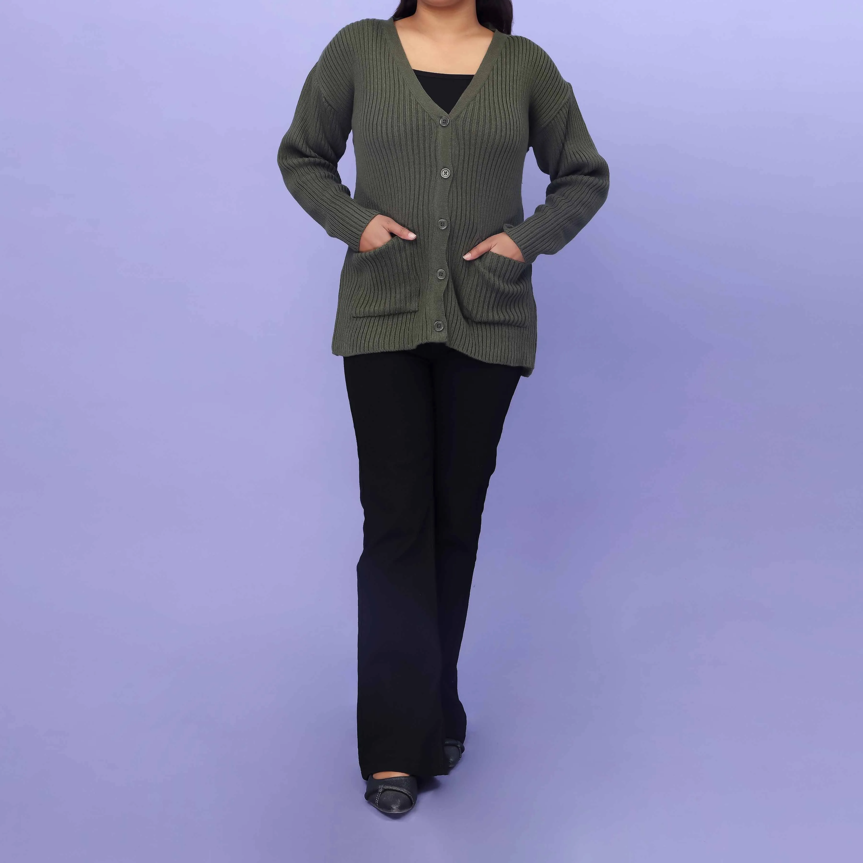 Green Cotton Winter Sweater PW4817
