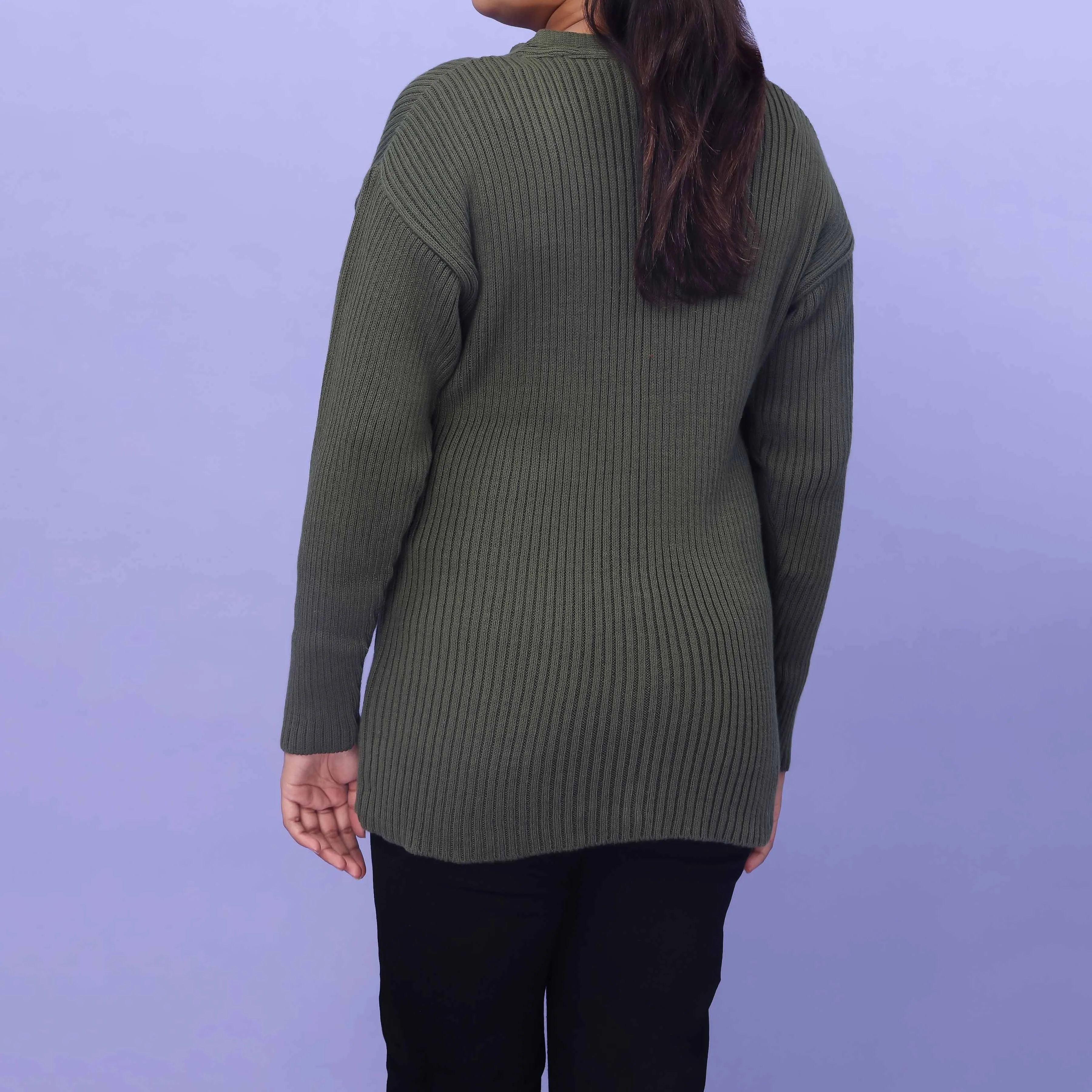 Green Cotton Winter Sweater PW4817