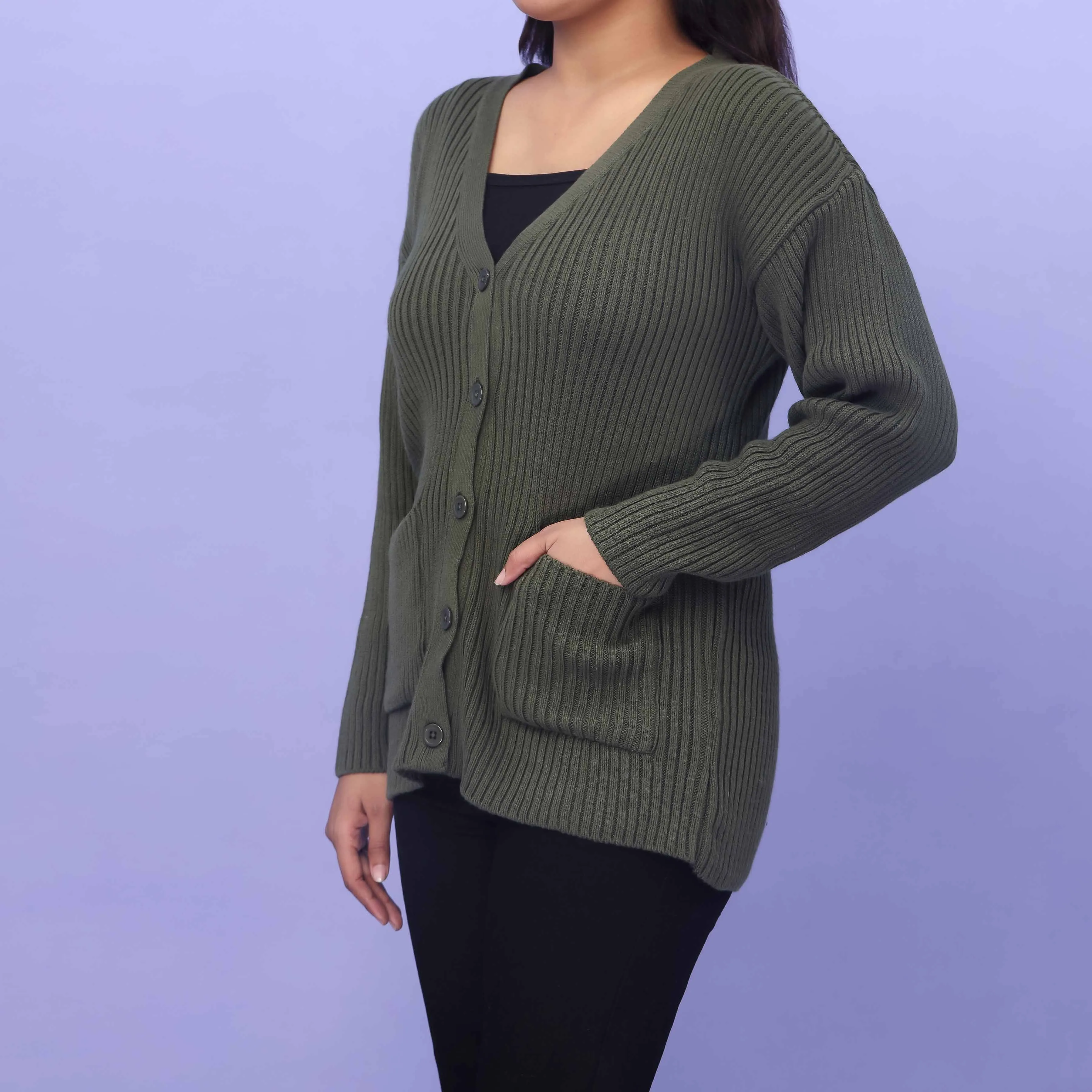 Green Cotton Winter Sweater PW4817