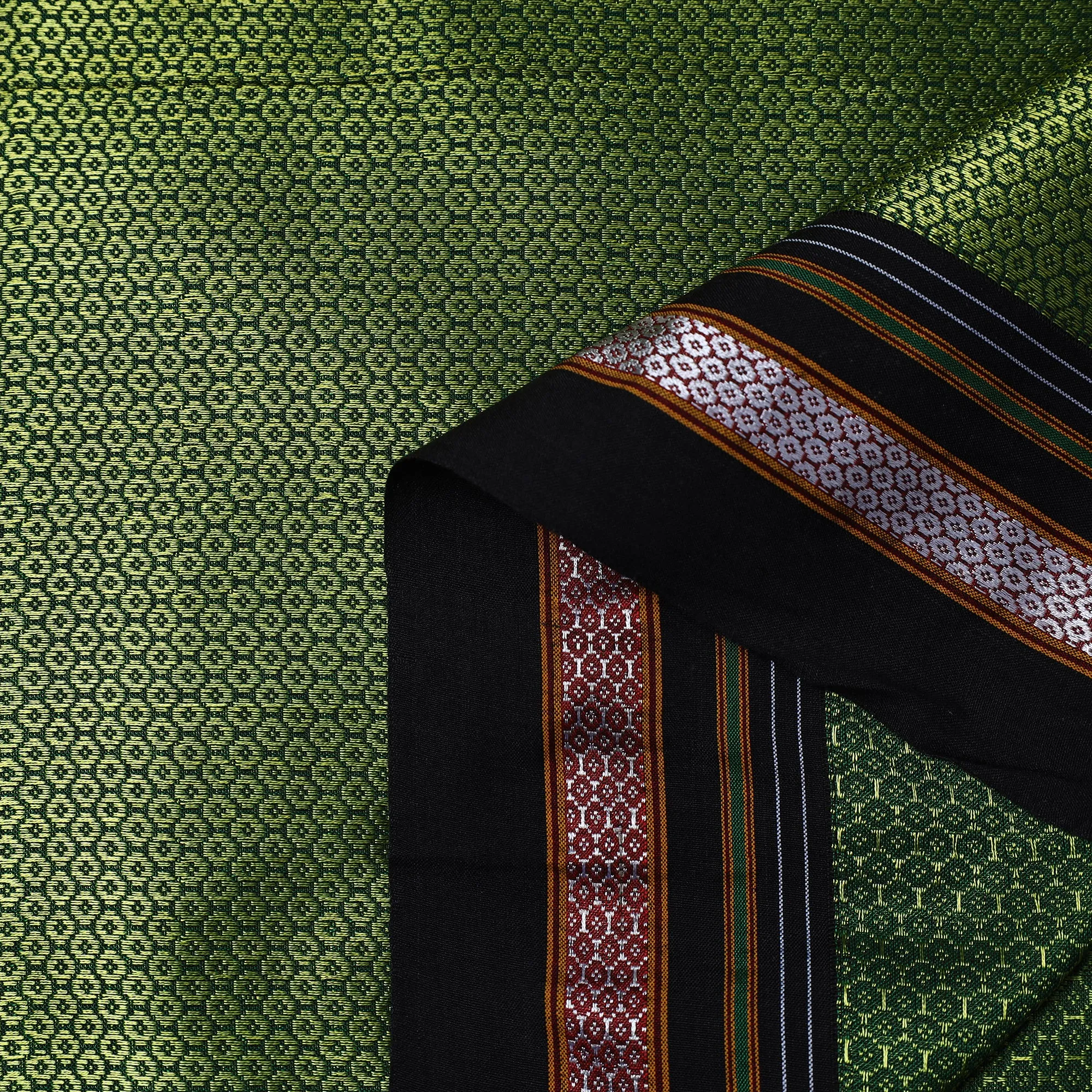 Green - Traditional Khun Weave Cotton Fabric 55
