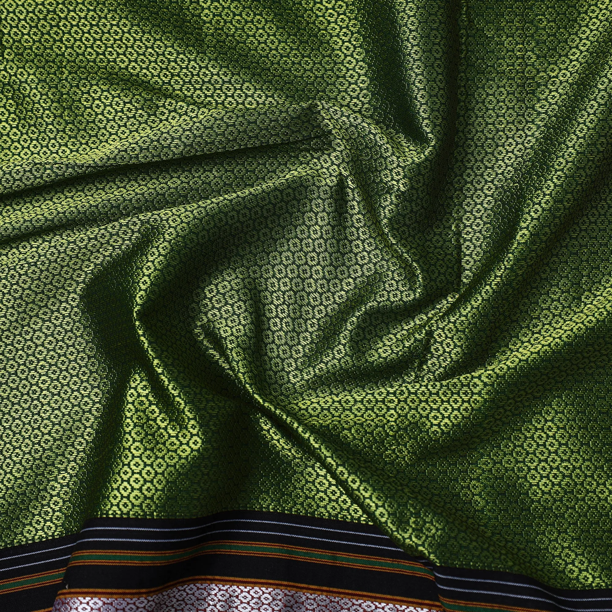 Green - Traditional Khun Weave Cotton Fabric 55
