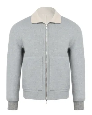 Grey Cashmere Bomber Jacket