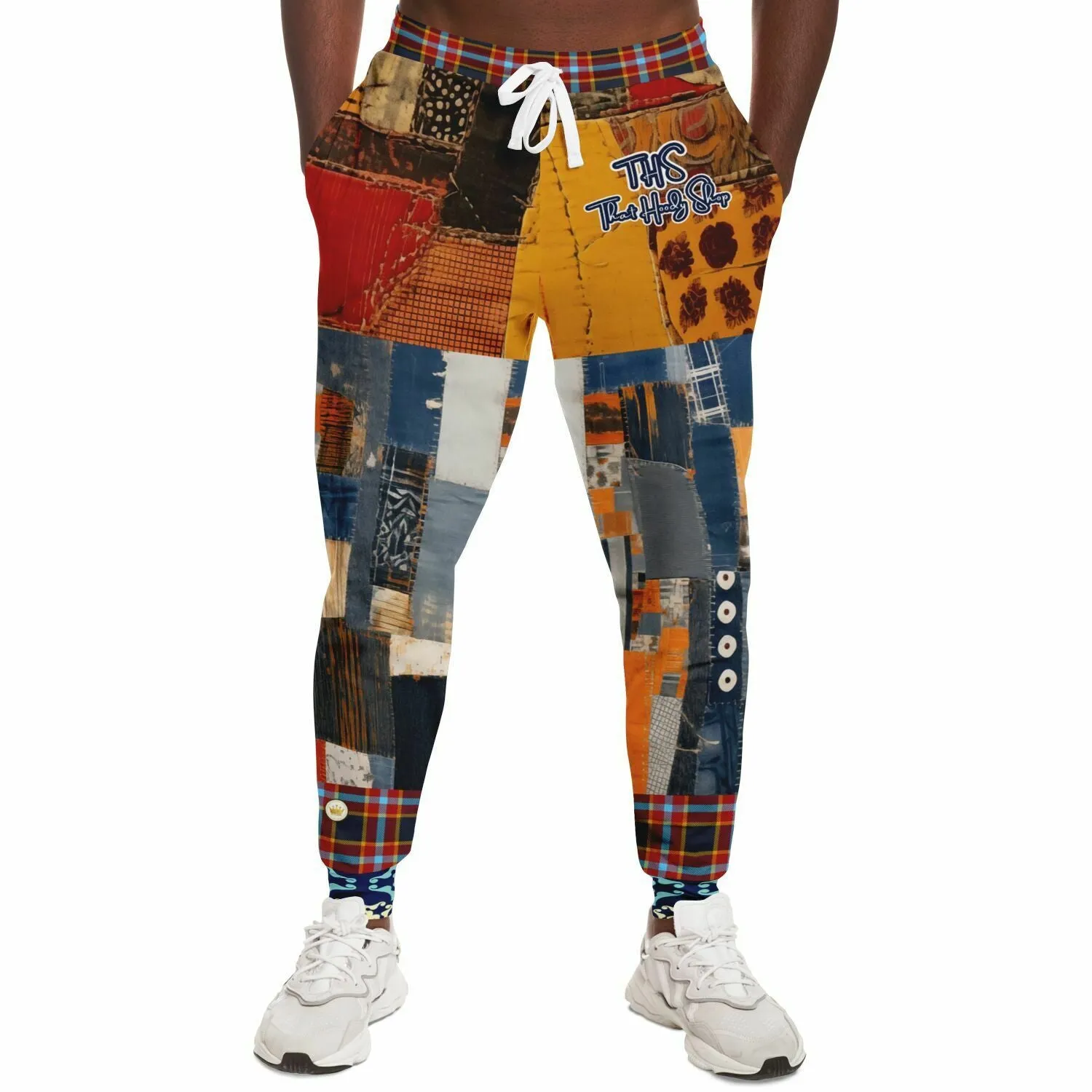 Jack Russell Denim Patchwork Eco-Poly Unisex Joggers