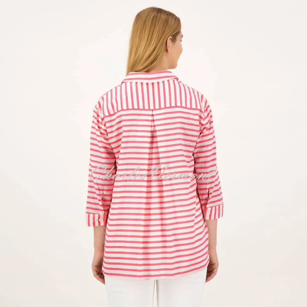 Just White Striped Blouse - Style J1985 (Pink / White)