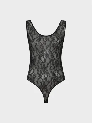 Lace Crew Neck Body - Black