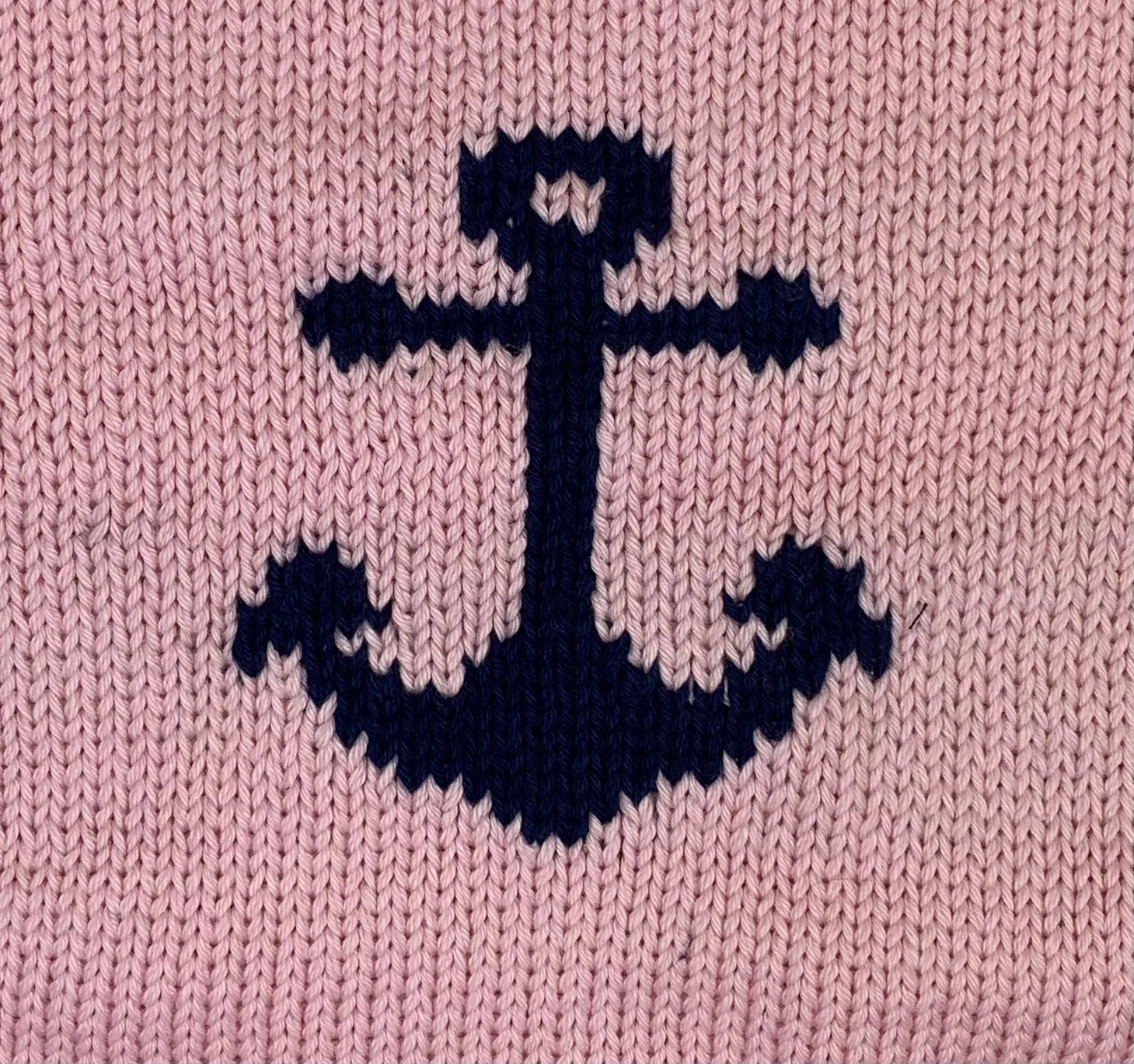 Light Pink and Navy Anchor Roll Neck Sweater