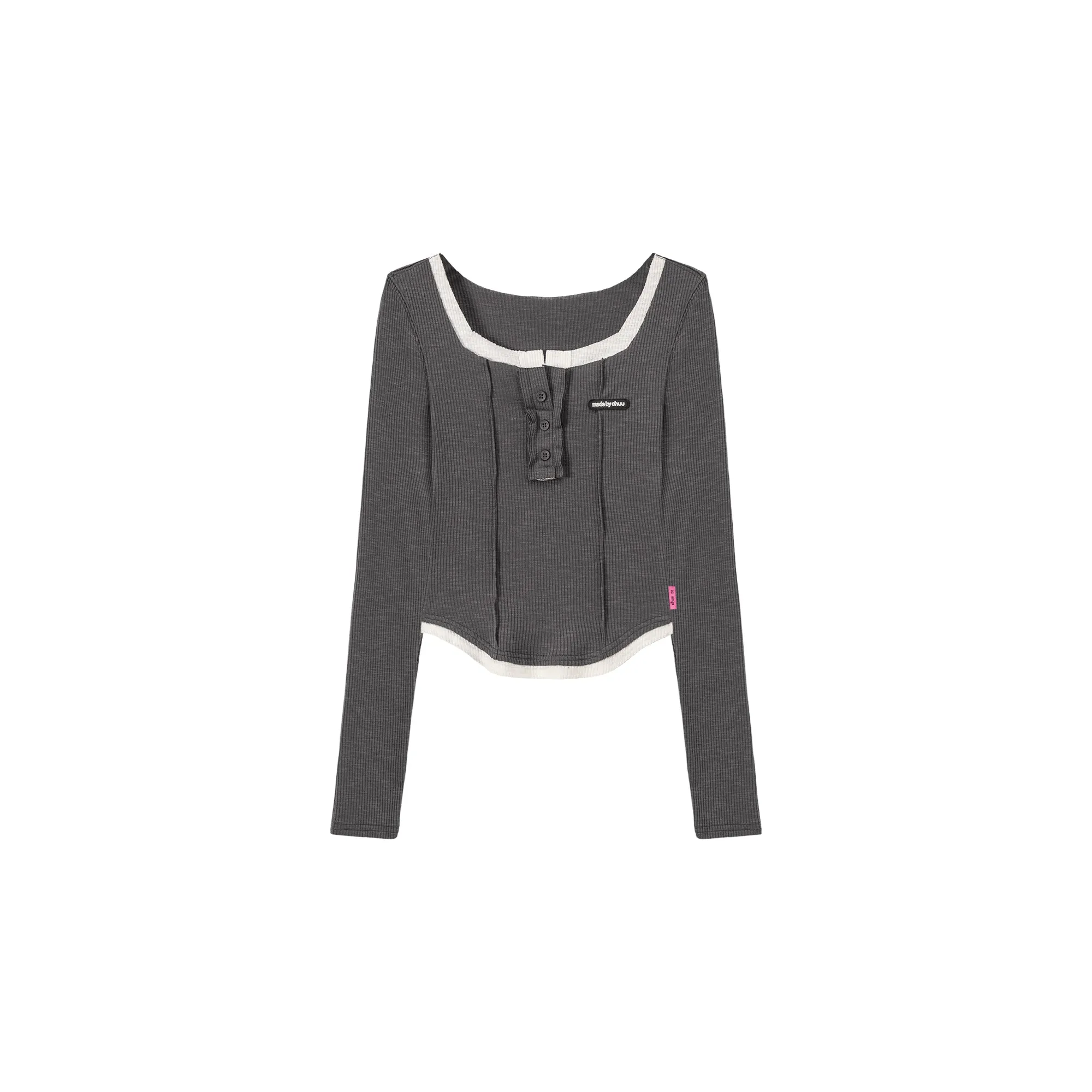 Line Color Matching Slim T-Shirt
