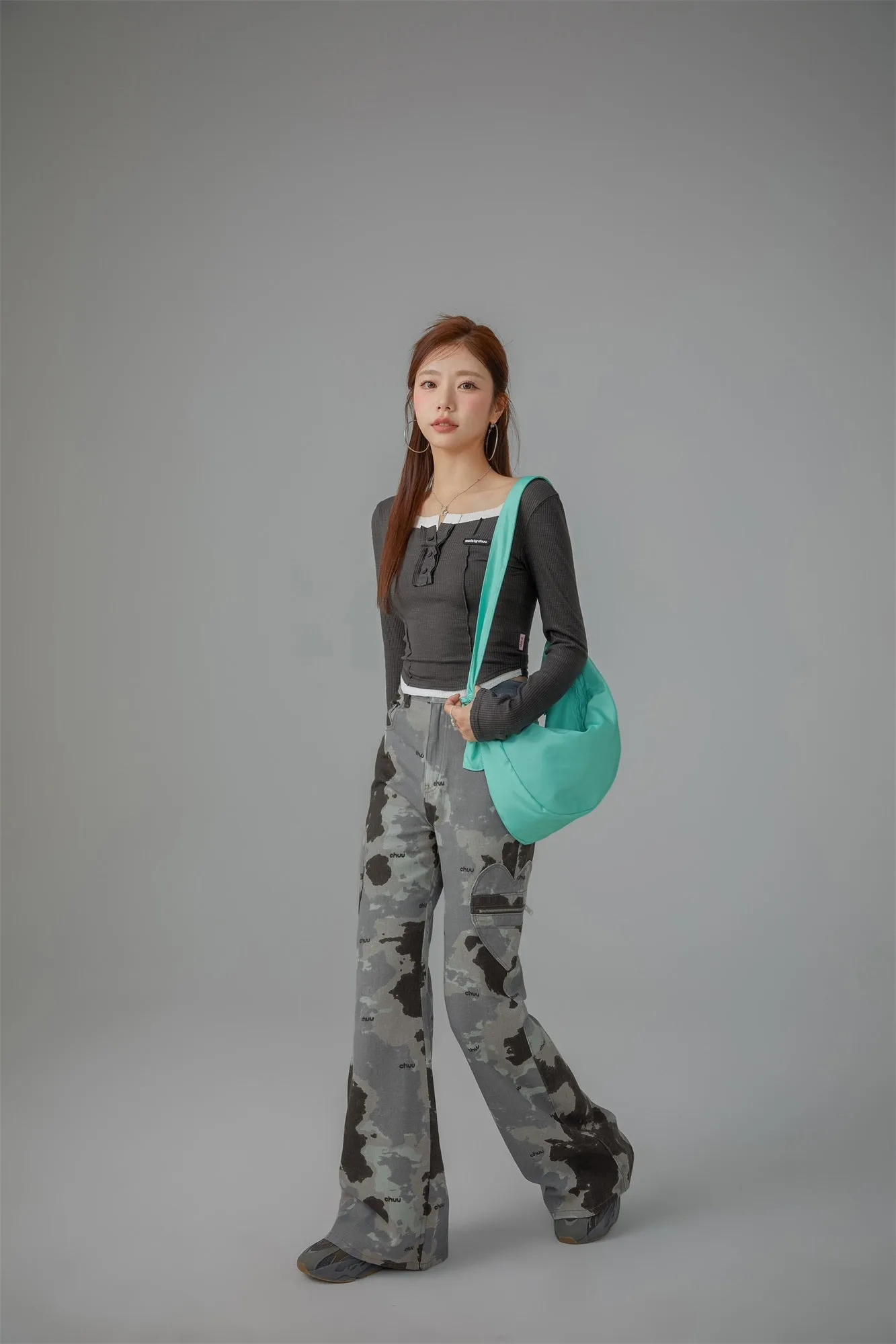 Line Color Matching Slim T-Shirt