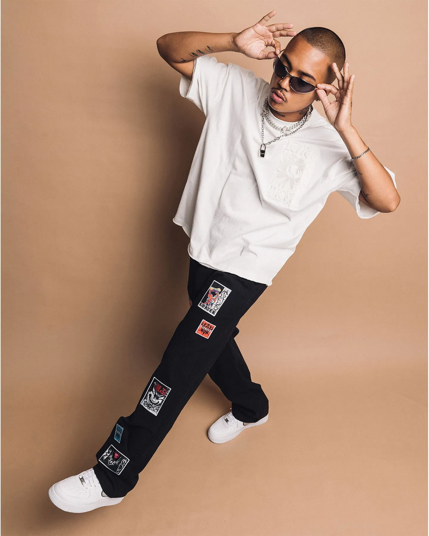 Loiter Patchwork Trousers Black