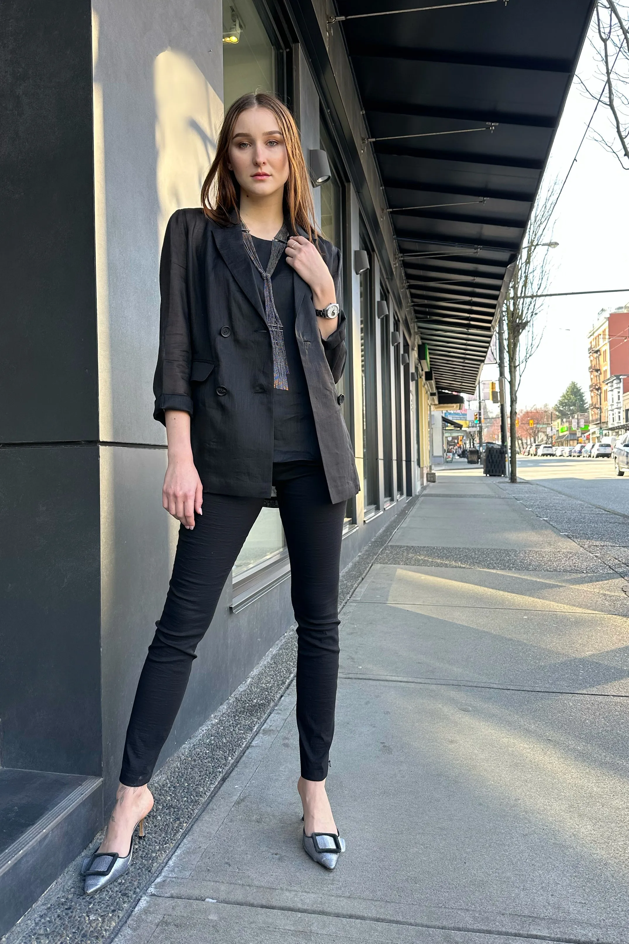 Lorena Antoniazzi Flowy Voile Sleeveless Top in Black