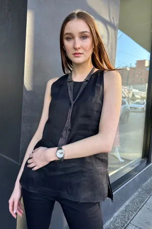 Lorena Antoniazzi Flowy Voile Sleeveless Top in Black