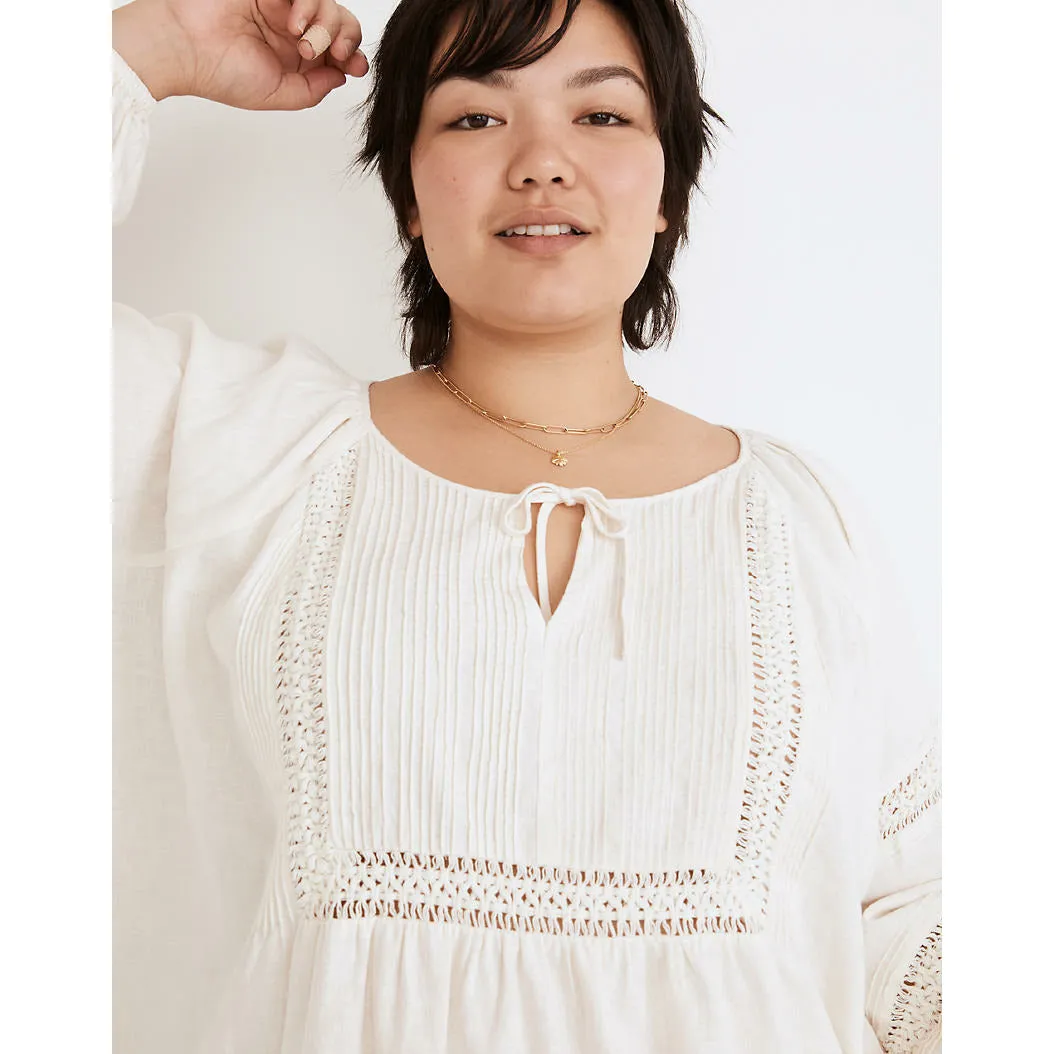 Madewell Linen-Blend Pintuck Peasant Top