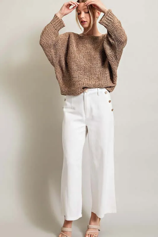 Mocha Loose Fit Knit Top Sweater